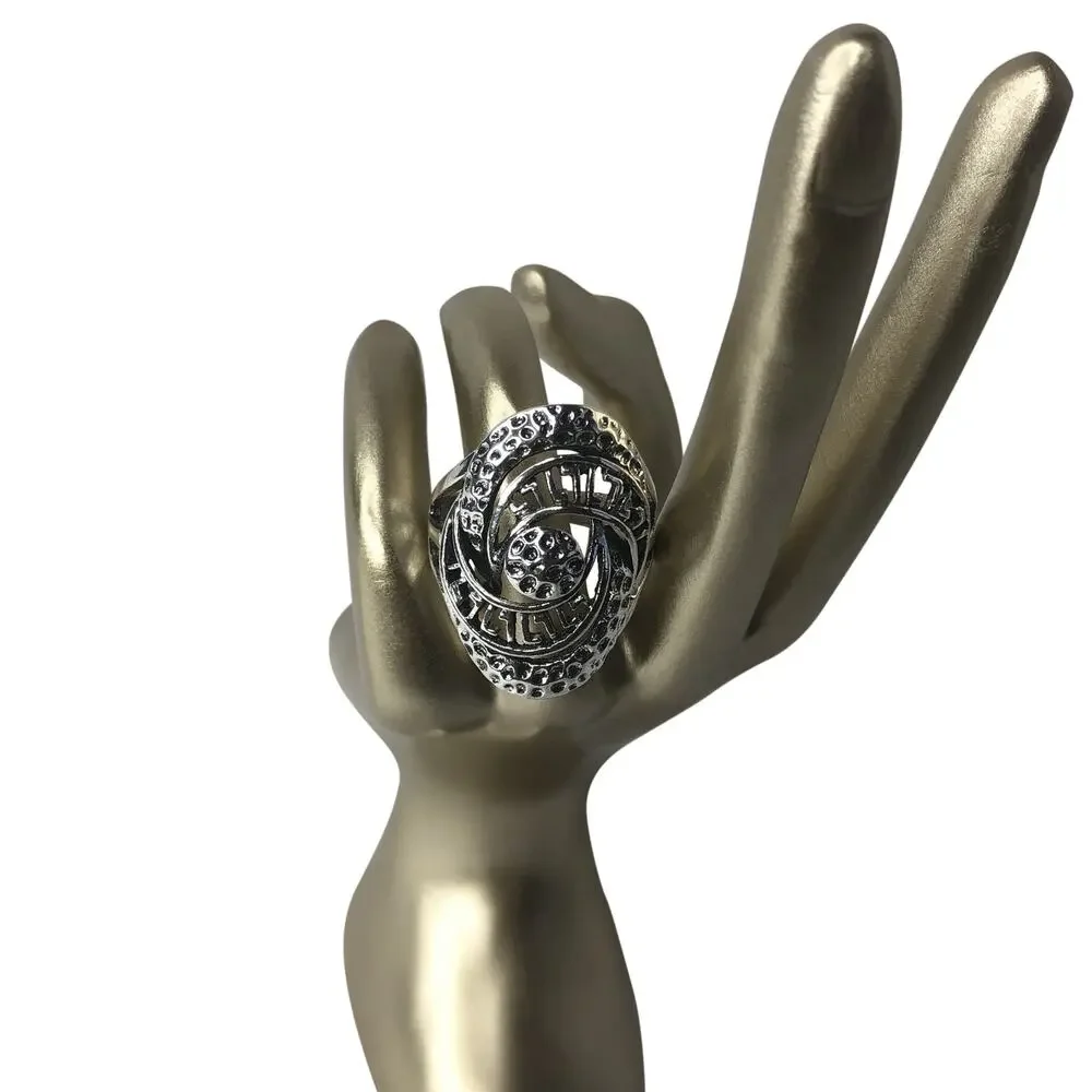 Long Boho Silver Ring - Size 10
